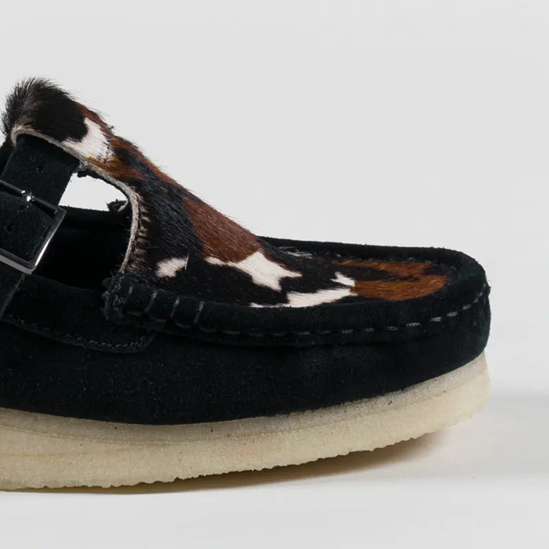 Clarks Originals Womens Wallabee T Bar Shoes Black Interest Suede-5
