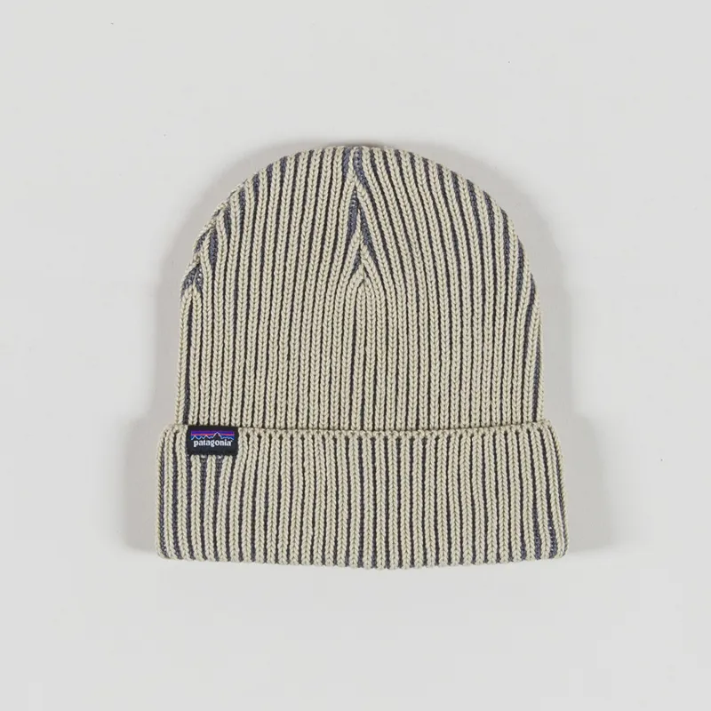 Patagonia Fishermans Rolled Beanie Contrast Stripe Weathered Stone