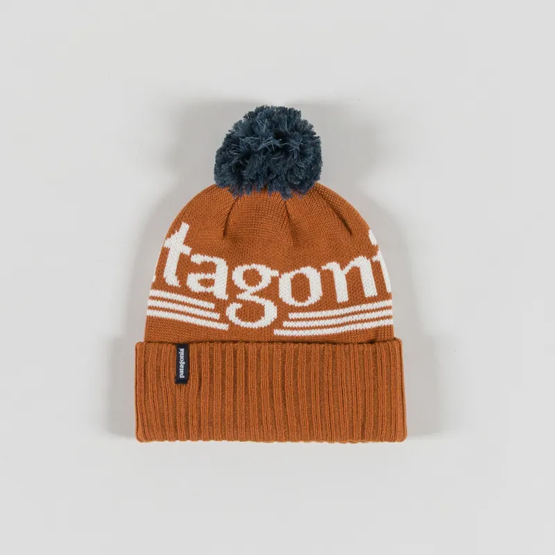 Patagonia Powder Town Beanie Hut Tripper Logo Cinnamon Brown