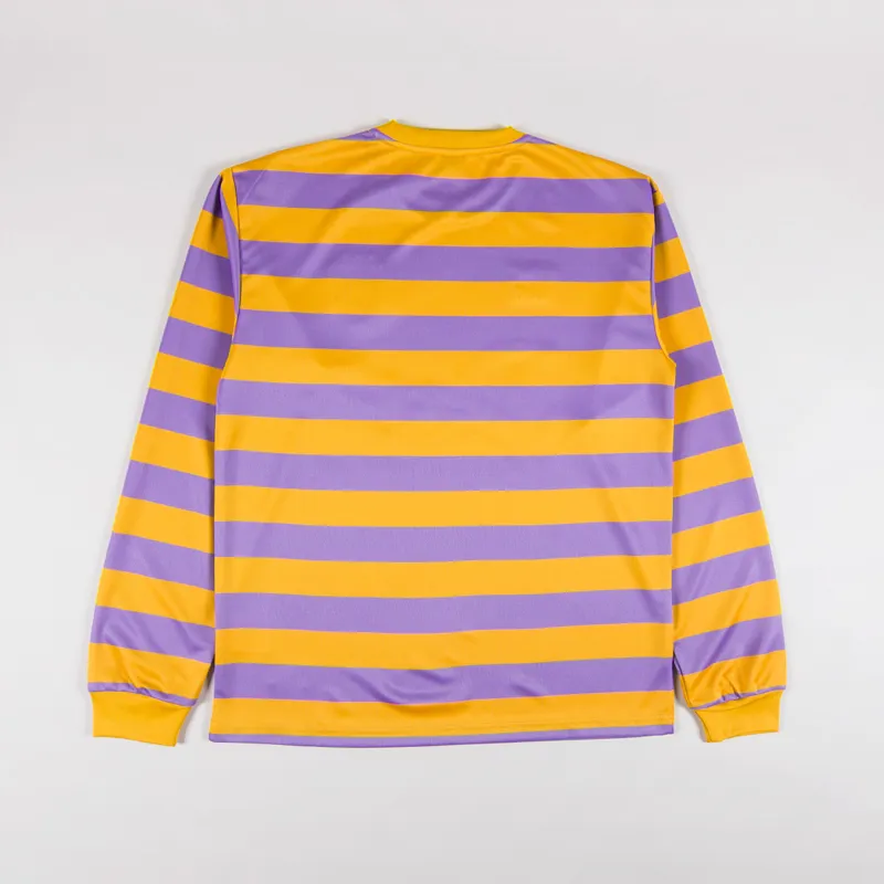Patta Mens Striped Long Sleeve Football Jersey Tee Chalk Violet