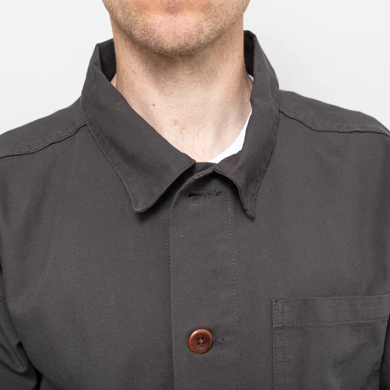 Uskees 3001 Buttoned Overshirt Charcoal-5