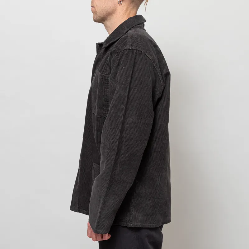 Uskees 3001 Corduroy Buttoned Overshirt Charcoal-2