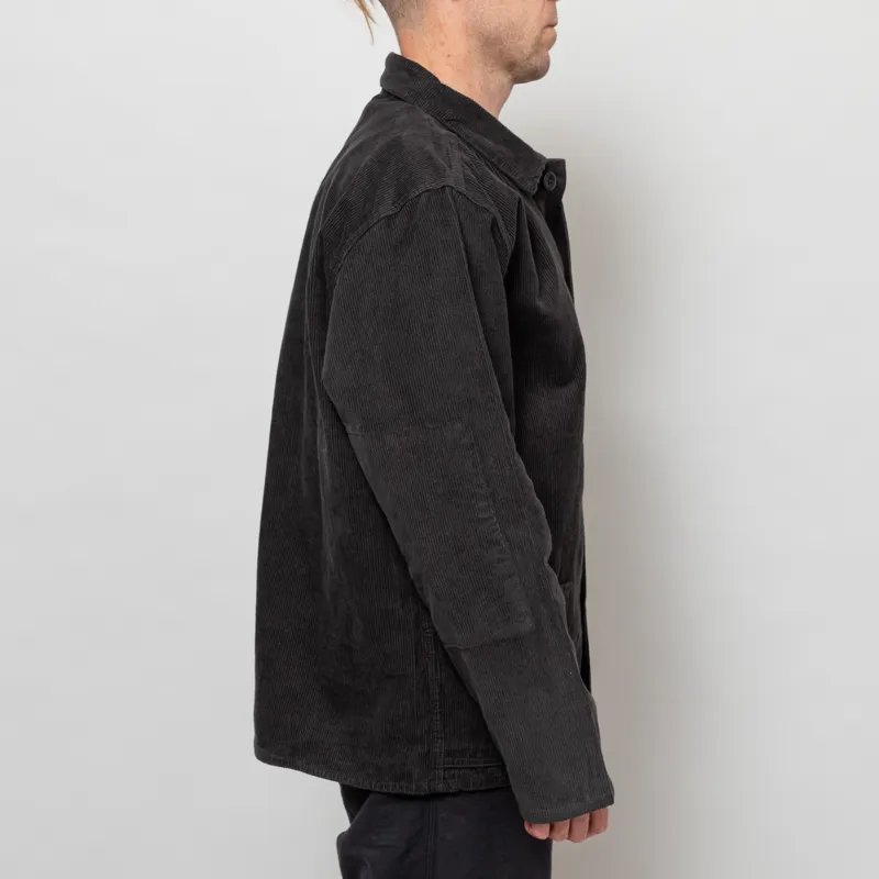 Uskees 3001 Corduroy Buttoned Overshirt Charcoal-4