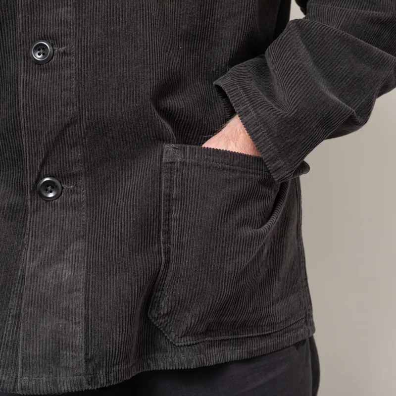 Uskees 3001 Corduroy Buttoned Overshirt Charcoal-8