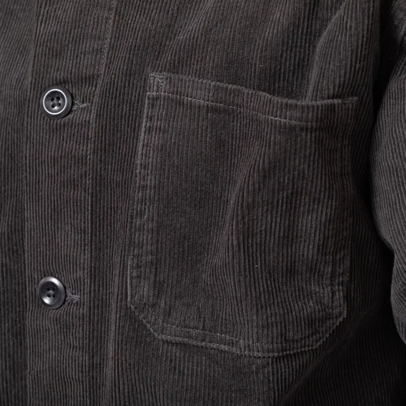 Uskees 3001 Corduroy Buttoned Overshirt Charcoal-6