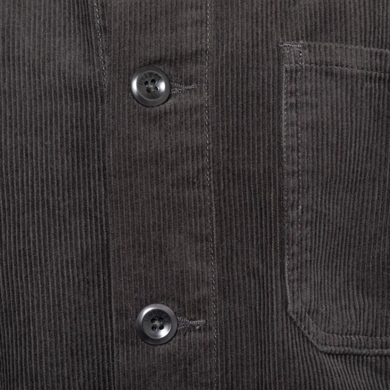 Uskees 3001 Corduroy Buttoned Overshirt Charcoal-7