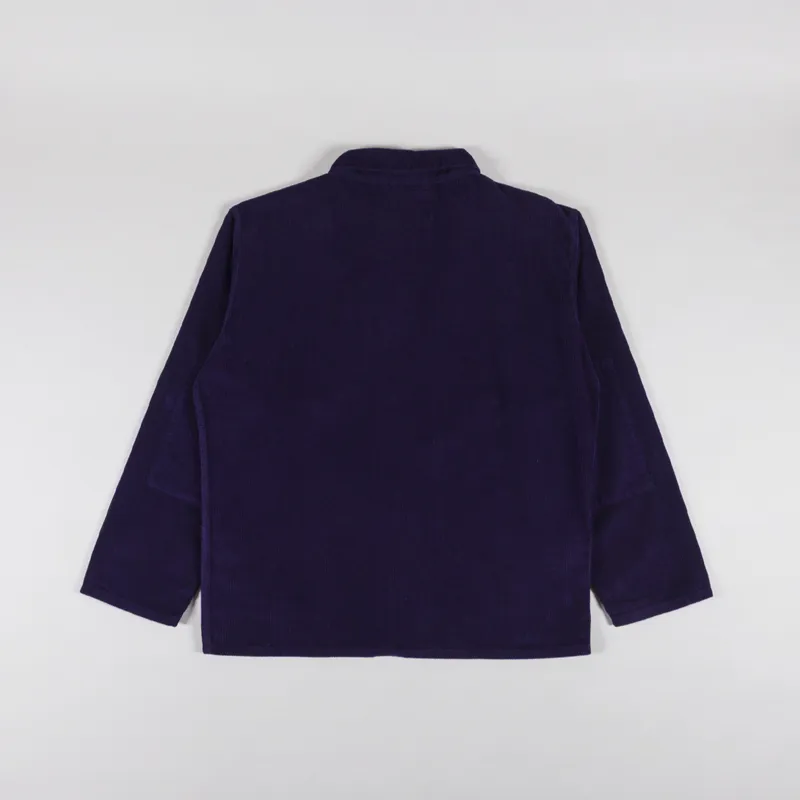 Uskees 3001 Corduroy Buttoned Overshirt Deep Indigo-1