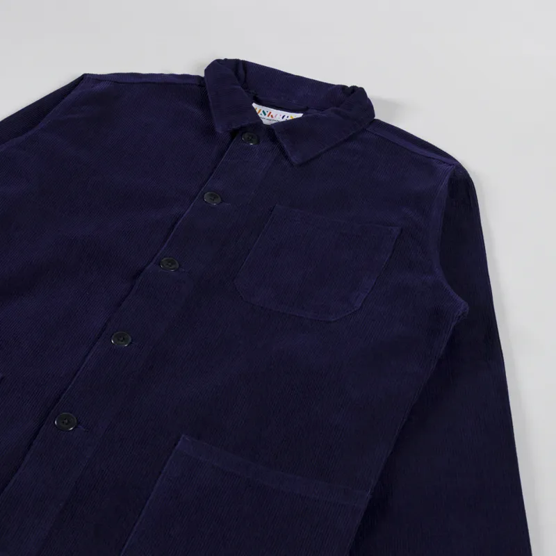 Uskees 3001 Corduroy Buttoned Overshirt Deep Indigo-2