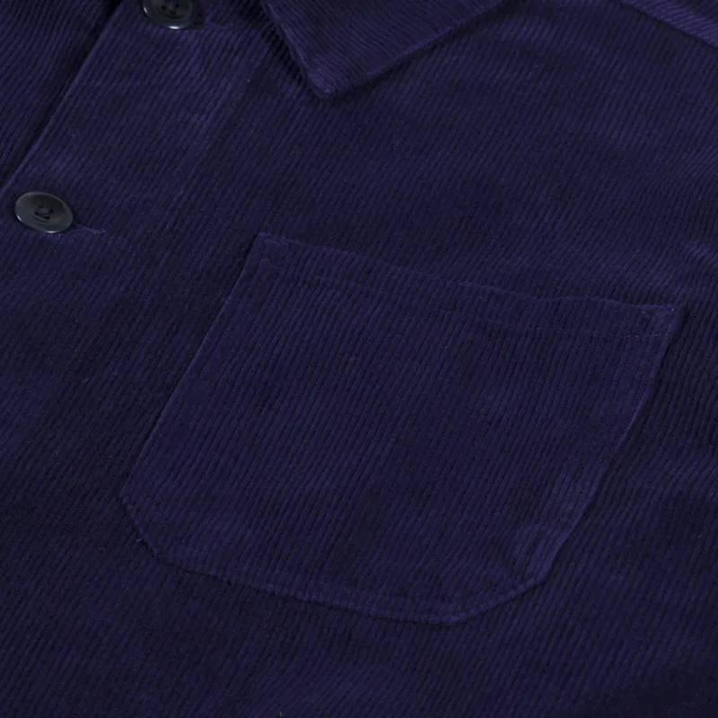 Uskees 3001 Corduroy Buttoned Overshirt Deep Indigo-5