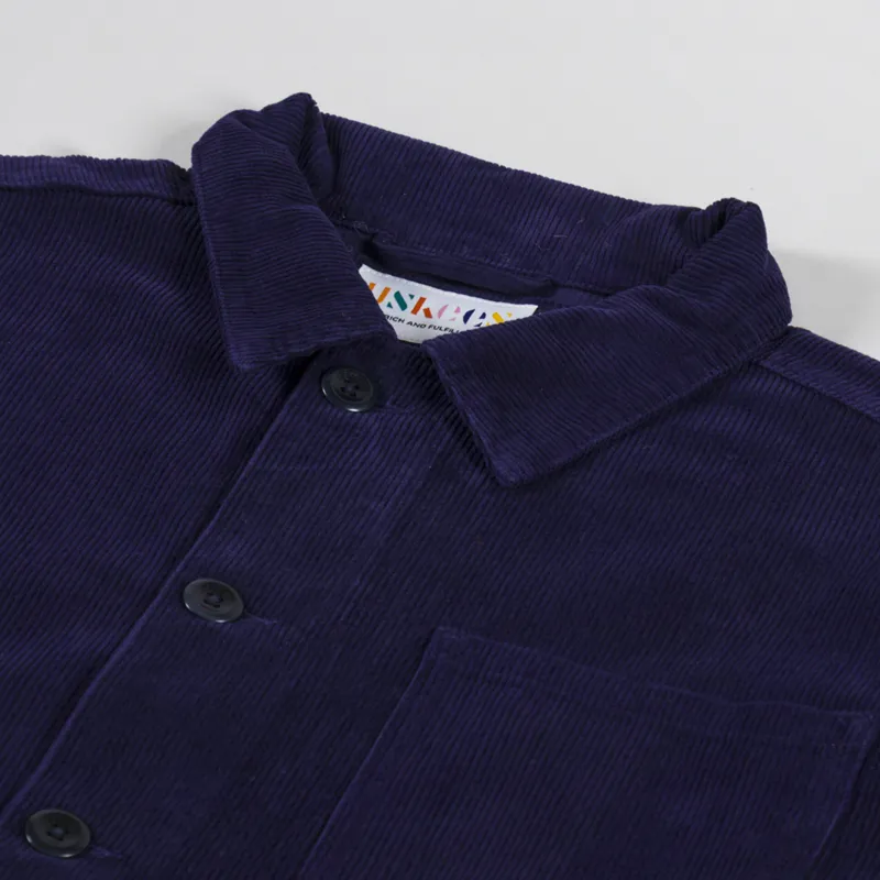 Uskees 3001 Corduroy Buttoned Overshirt Deep Indigo-4