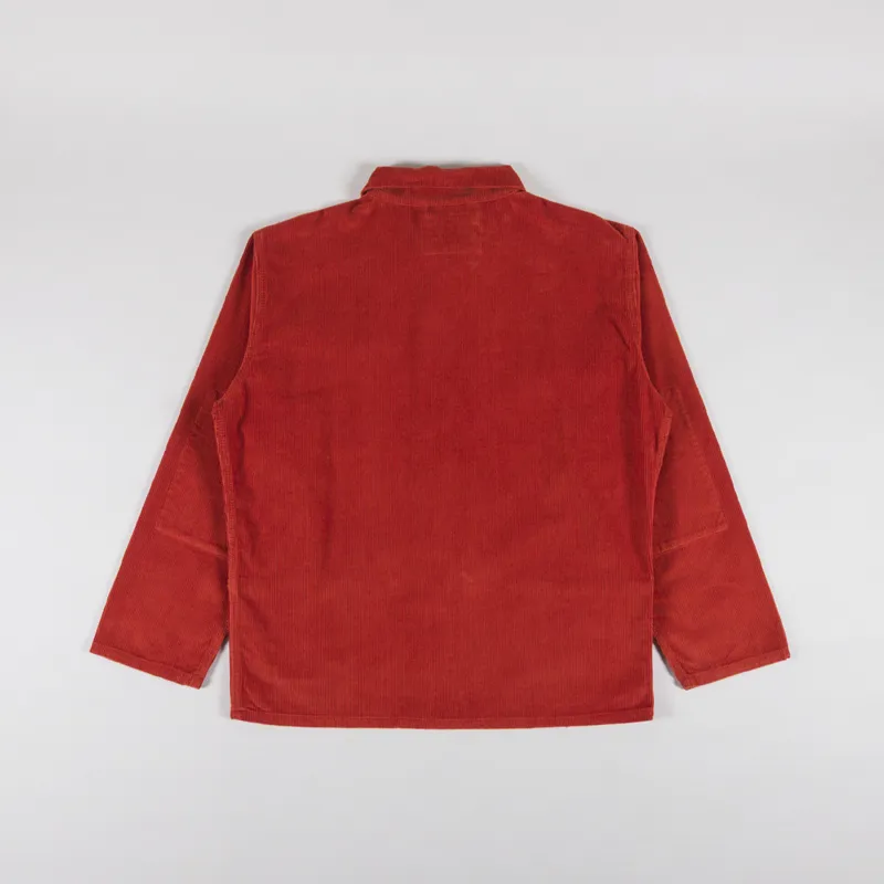 Uskees 3001 Corduroy Buttoned Overshirt Rust-1