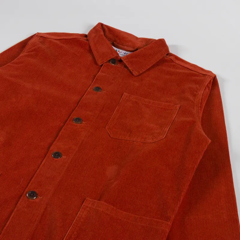 Uskees 3001 Corduroy Buttoned Overshirt Rust-2