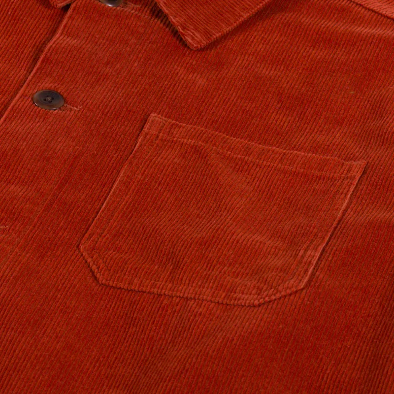 Uskees 3001 Corduroy Buttoned Overshirt Rust-5
