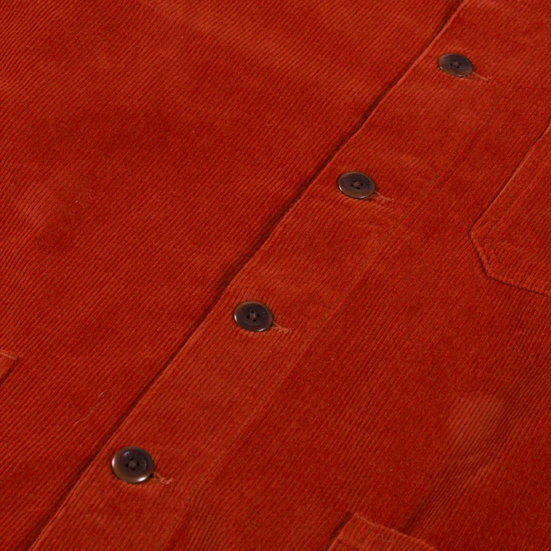 Uskees 3001 Corduroy Buttoned Overshirt Rust-6