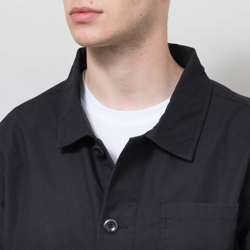 Uskees 3001 Ripstop Buttoned Overshirt Black-3
