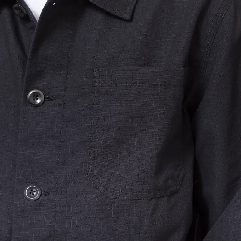 Uskees 3001 Ripstop Buttoned Overshirt Black-4