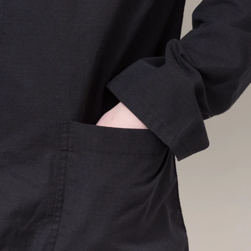 Uskees 3001 Ripstop Buttoned Overshirt Black-6
