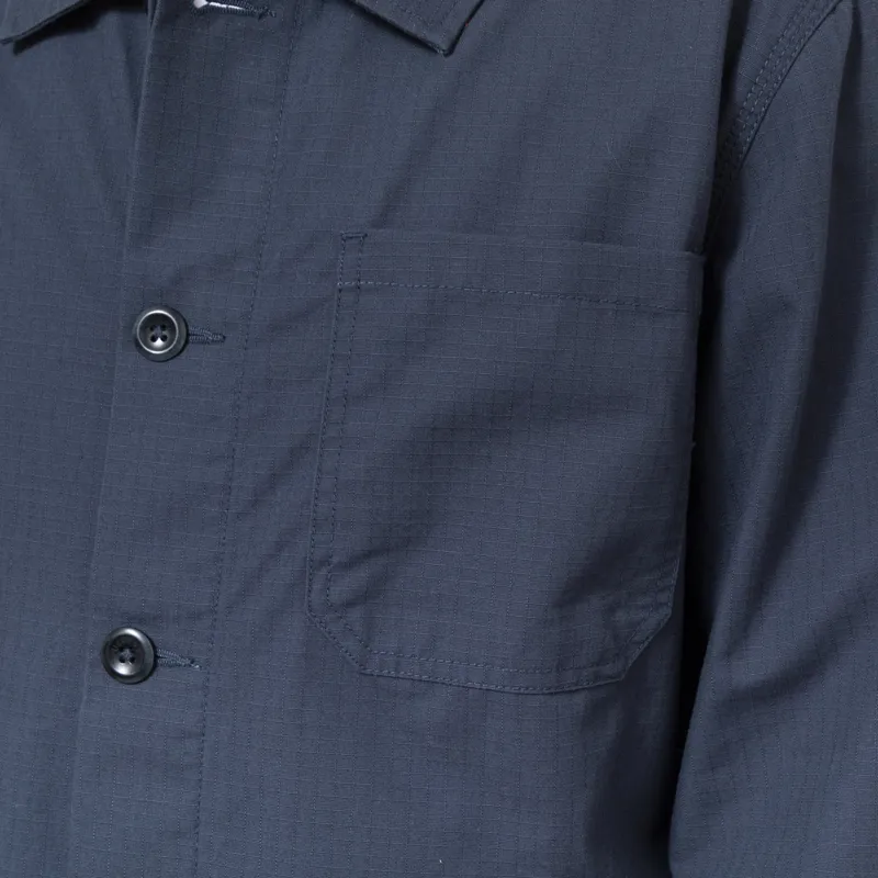 Uskees 3001 Ripstop Buttoned Overshirt Blueberry-5