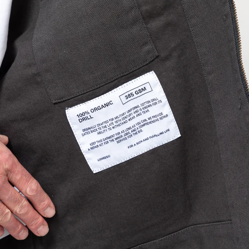 Uskees 3036 Drill Zip Up Vest Charcoal -9