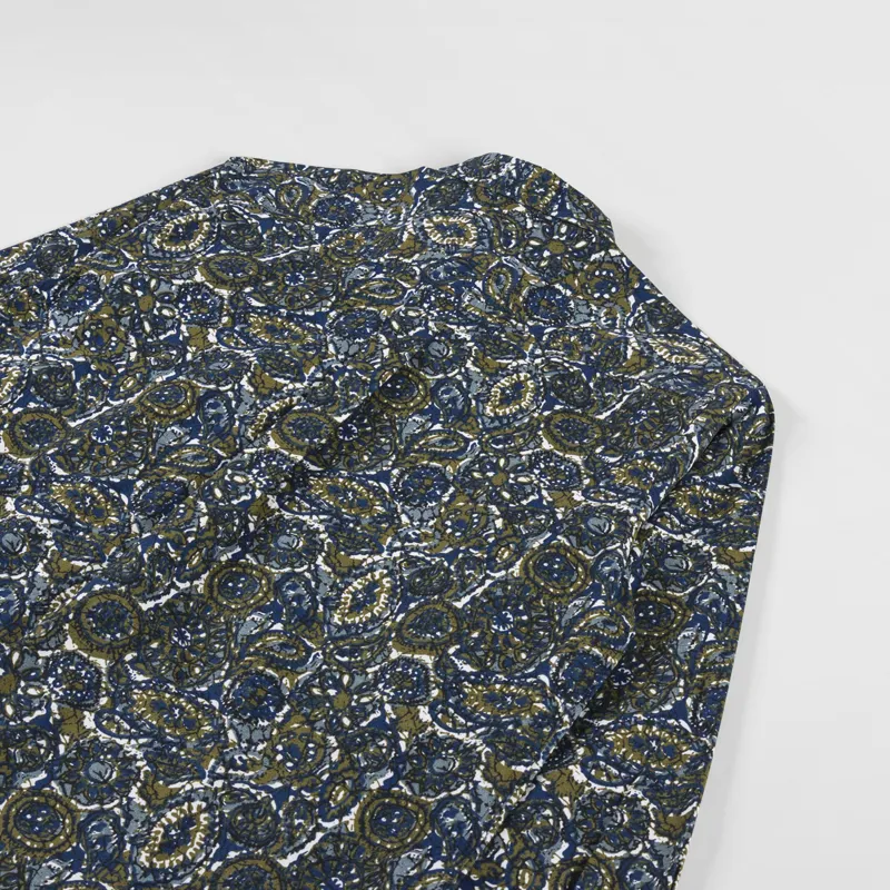 Universal Works Lazy Day Shirt Navy Artist Print Cotton-3