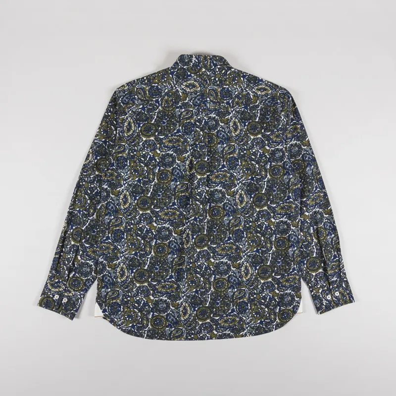 Universal Works Lazy Day Shirt Navy Artist Print Cotton-1