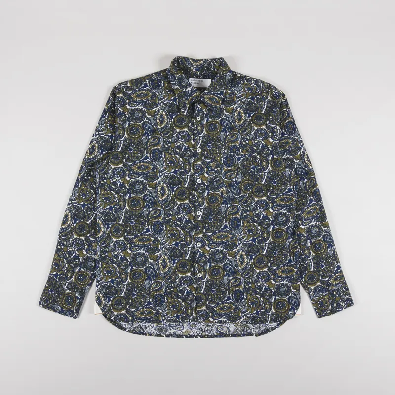 Universal Works Lazy Day Shirt Navy Artist Print Cotton