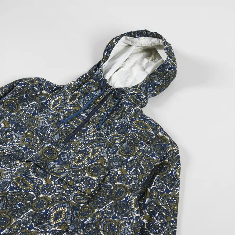 Universal Works Pullover Anorak Navy Artist Print Cotton-2
