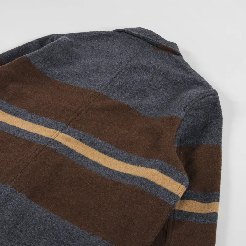 Universal Works Merchant Jacket Charcoal Stripe Blanket Wool Mix-3