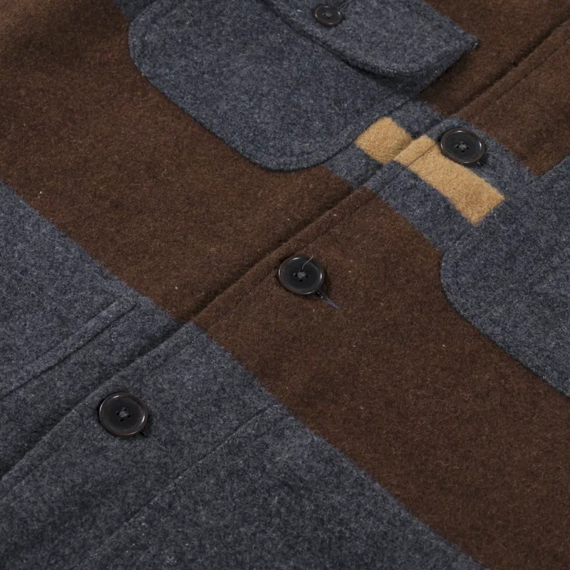 Universal Works Merchant Jacket Charcoal Stripe Blanket Wool Mix-6