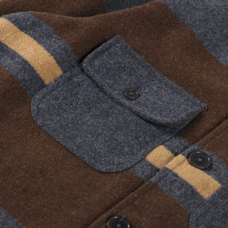 Universal Works Merchant Jacket Charcoal Stripe Blanket Wool Mix-4