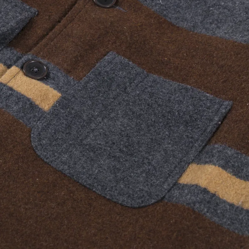 Universal Works Merchant Jacket Charcoal Stripe Blanket Wool Mix-7