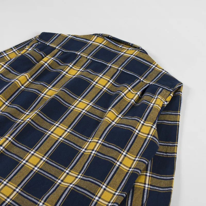 Universal Works Long Sleeve Utility Shirt Yellow Navy Twill -3