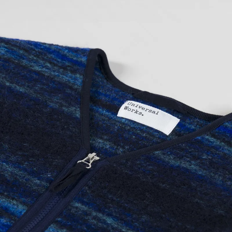 Universal Works Military Liner Jacket Blue Mississippi Fleece-4