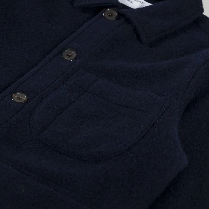 Universal Works Womens Field Jacket Navy Wool Fleece-8