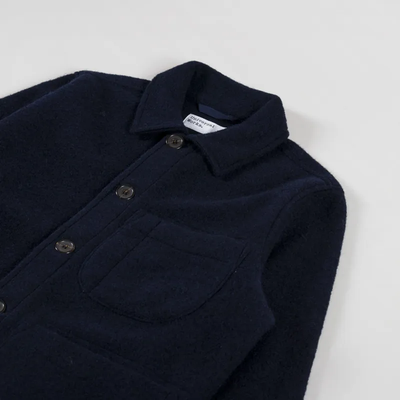 Universal Works Womens Field Jacket Navy Wool Fleece-6