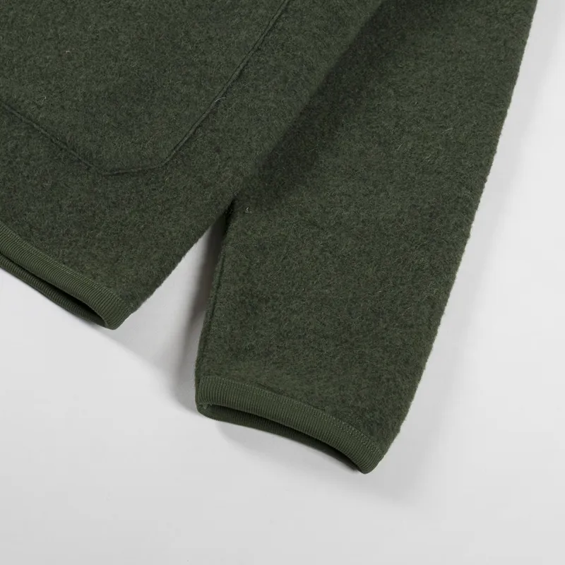 Universal Works Cardigan Olive Wool Fleece-9