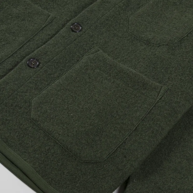 Universal Works Cardigan Olive Wool Fleece-7