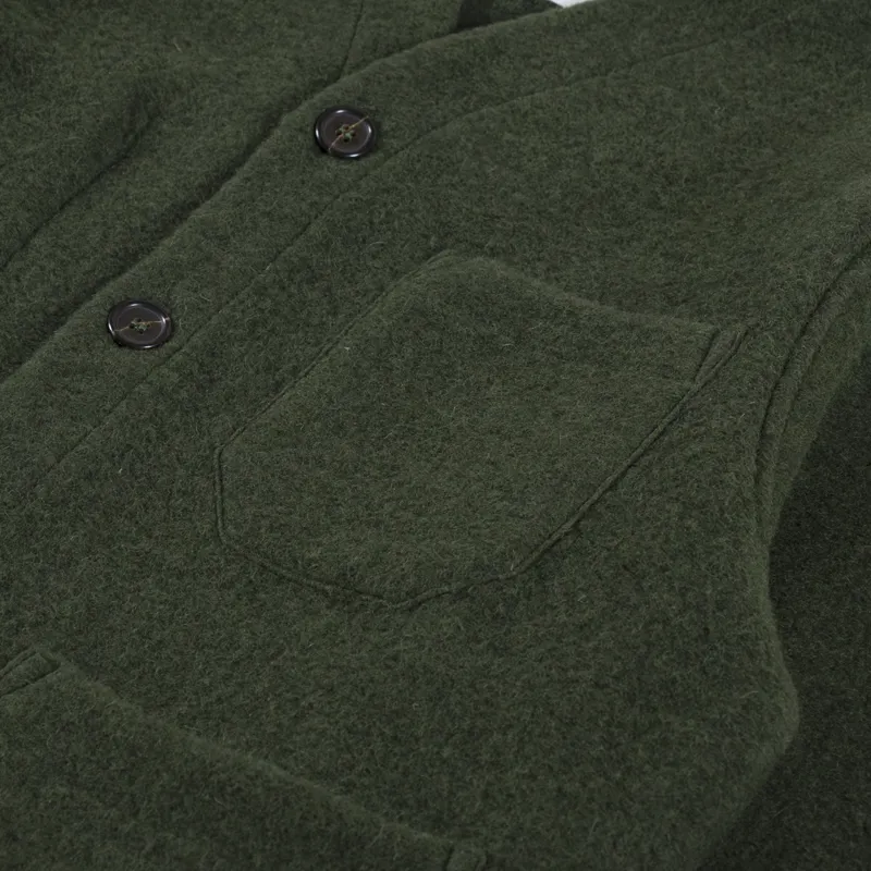 Universal Works Cardigan Olive Wool Fleece-6