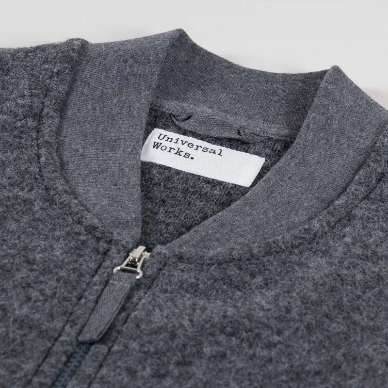 Universal Works Zip Waistcoat Grey Marl Wool Fleece-6