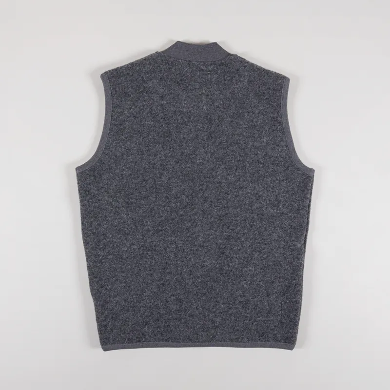 Universal Works Zip Waistcoat Grey Marl Wool Fleece-2