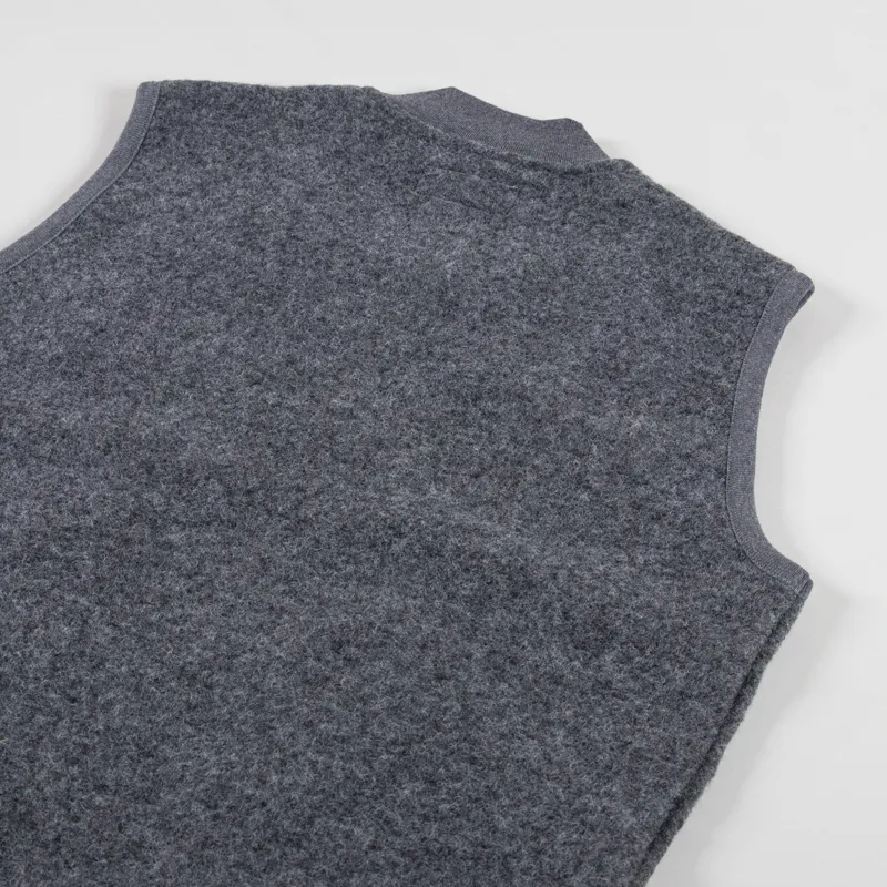 Universal Works Zip Waistcoat Grey Marl Wool Fleece-5