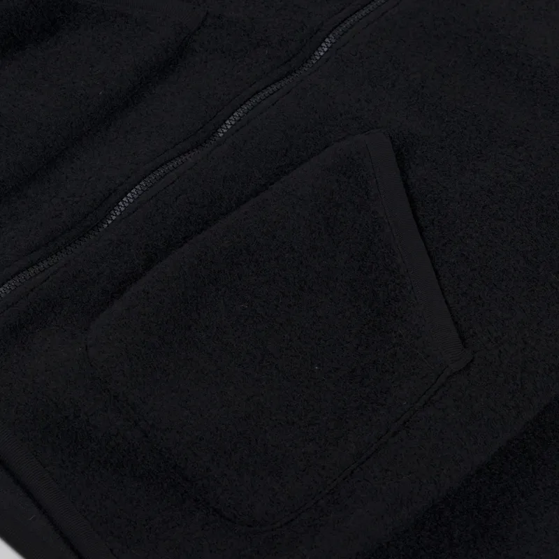 Universal Works Zip Bomber Black Wool Fleece-5