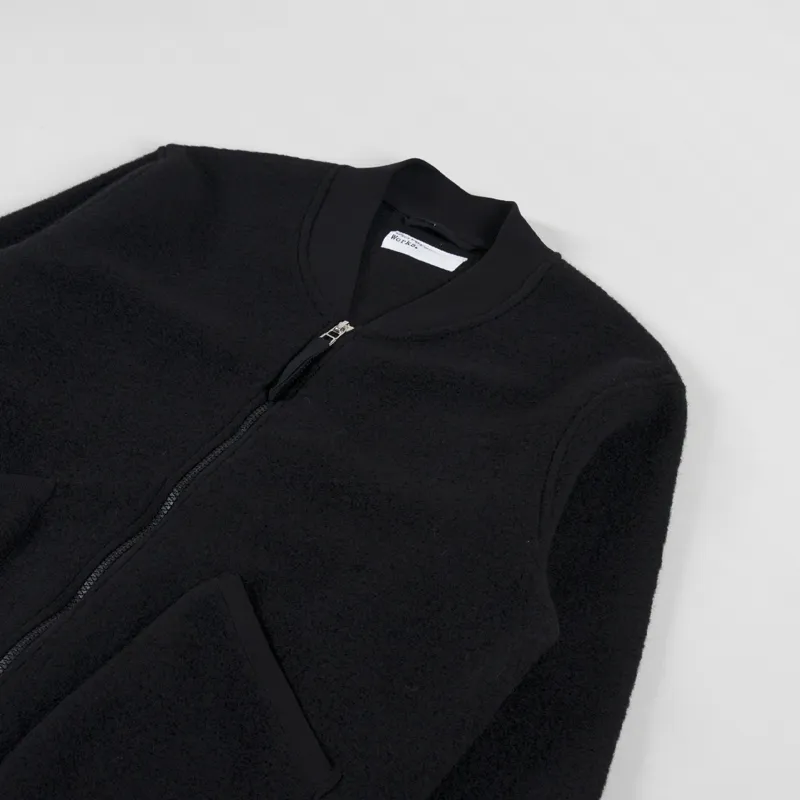 Universal Works Zip Bomber Black Wool Fleece-2