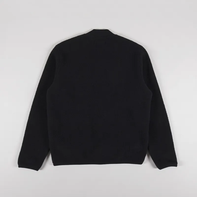 Universal Works Zip Bomber Black Wool Fleece-1