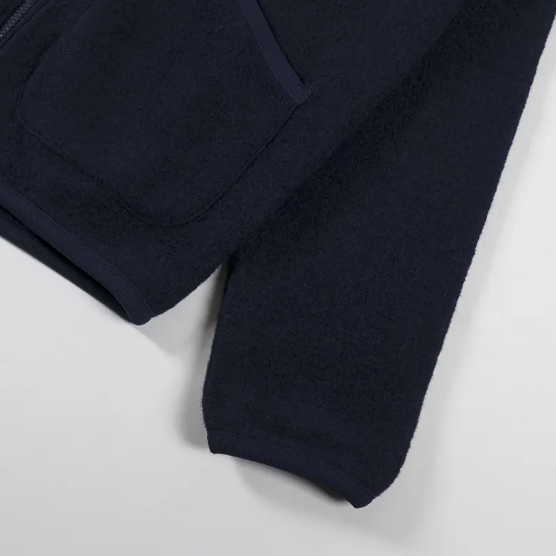 Universal Works Zip Bomber Navy Wool Fleece-8