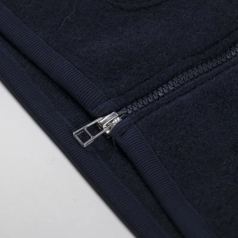 Universal Works Zip Bomber Navy Wool Fleece-6