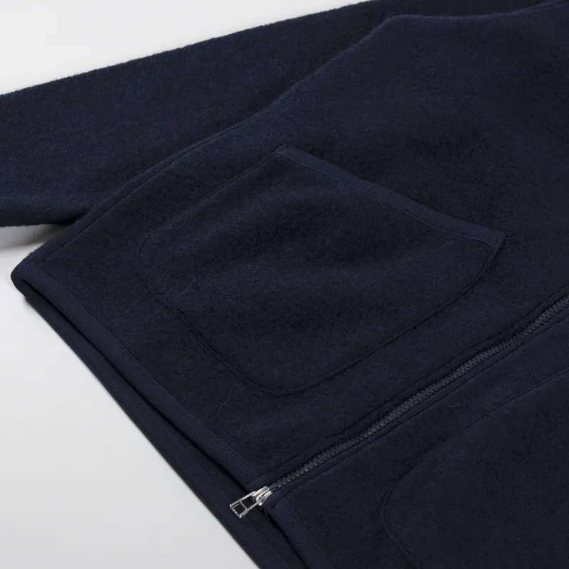 Universal Works Zip Bomber Navy Wool Fleece-7