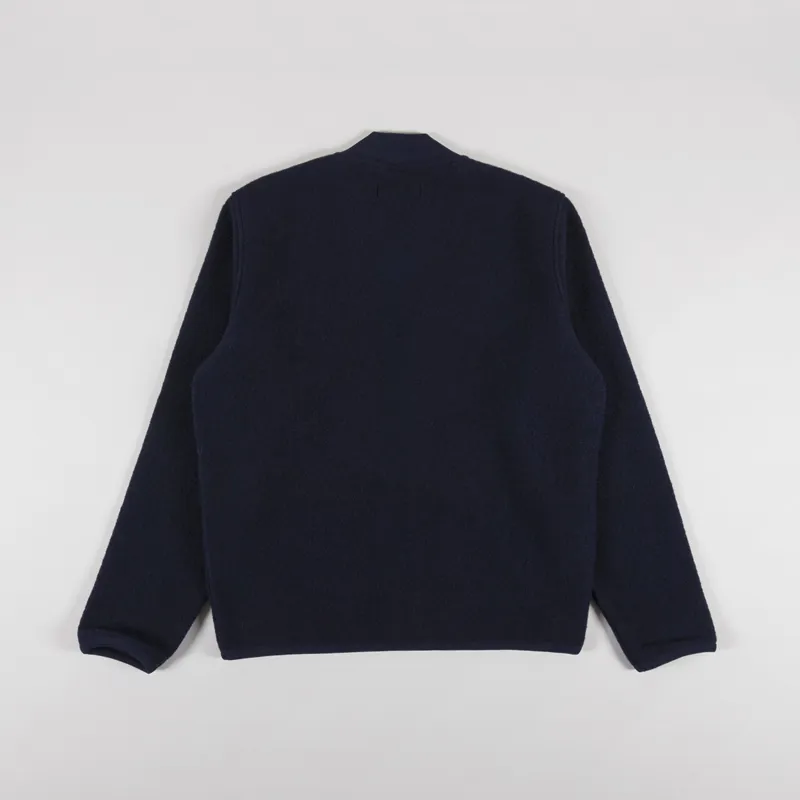 Universal Works Zip Bomber Navy Wool Fleece-1