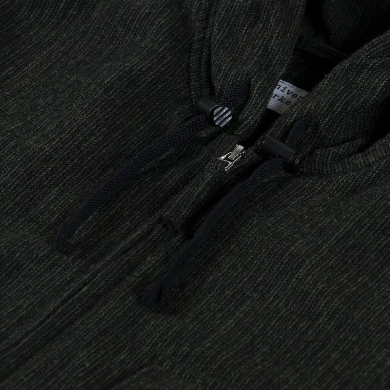 Universal Works Fistral II Jacket Black Olive Stripe Wool Mix-4