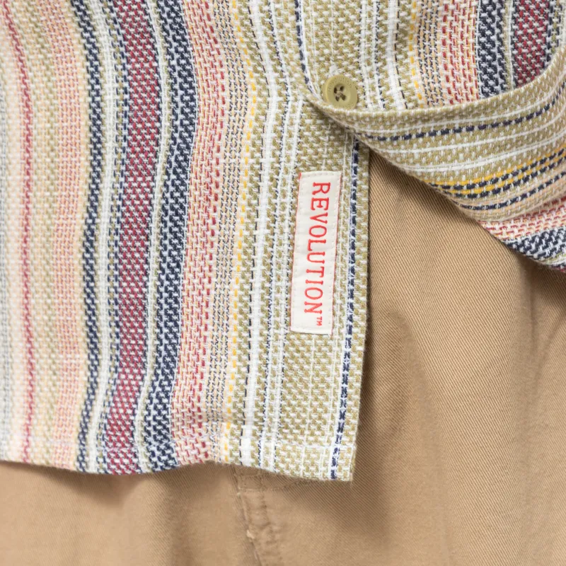 Revolution Striped Cuban Shirt Army-6